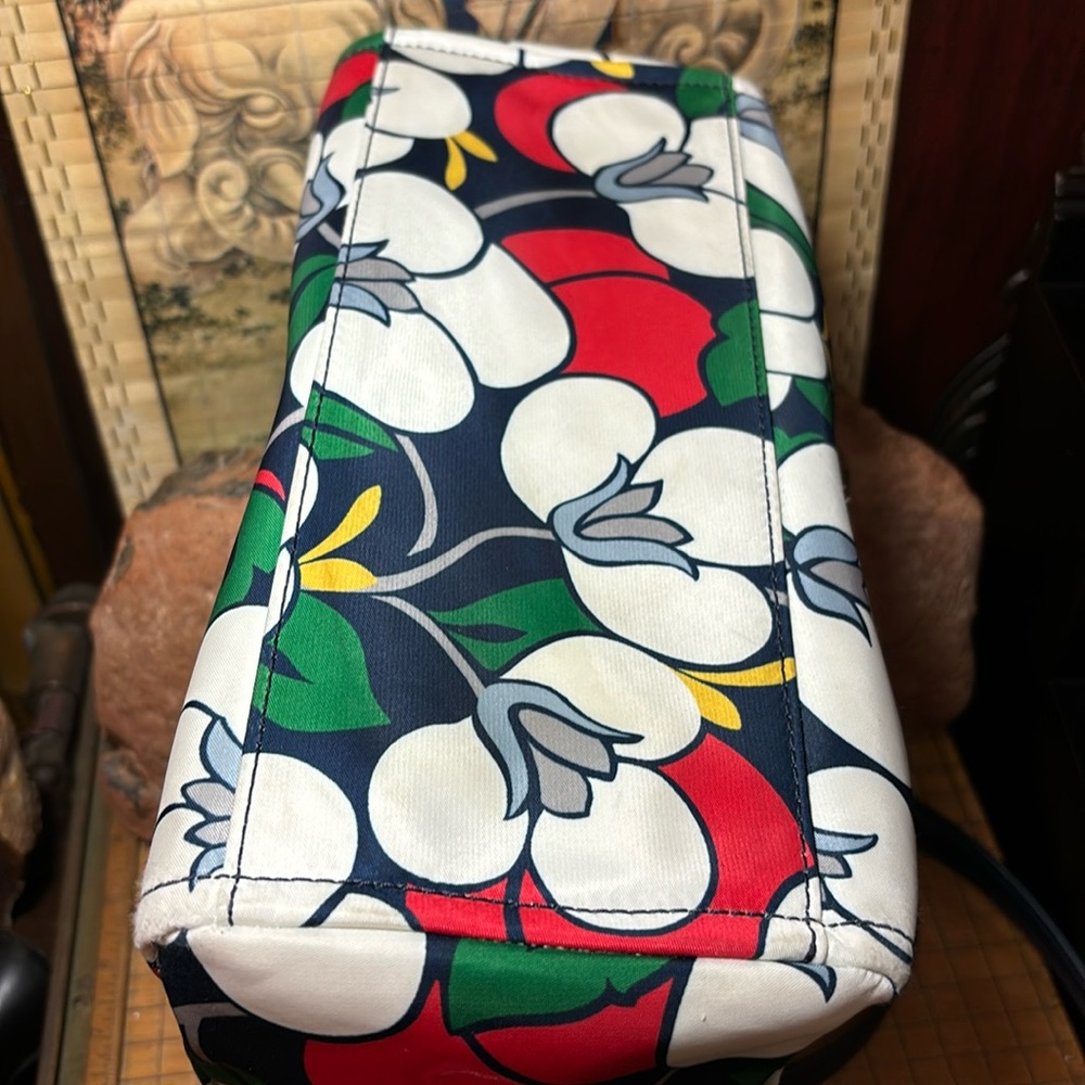 kate spade Breezy Floral Bag Navy White Red Satin Fabric Adjustable Strap - Picture 7 of 17